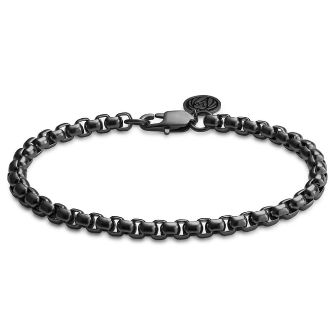 Essentials | 5 mm Gunmetal Zwarte Armband met Gebogen Venetiaanse Schakels