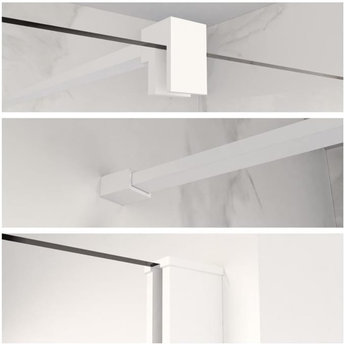 FugaFlow Eccelente Vetro profielset 200cm + stabilisatiestang 120cm mat wit -