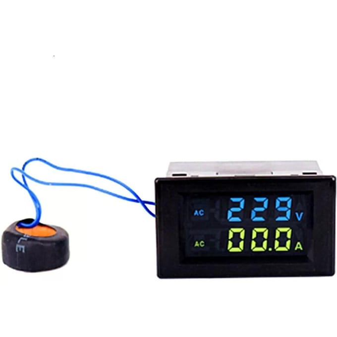 D85-2042A Dubbele Digitale Display LCD Voltmeter Ammeter AC80-500V Spanningsmeter Stroommeter Tester zwart