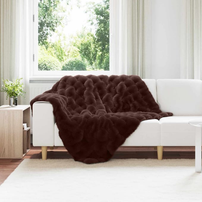 vidaXL - Antislip - deken - van - imitatie - konijnenbont - Olite - Kameel - Polyester