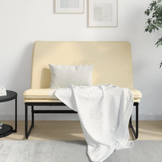 vidaXL - Bankje - 100x75x76 - cm - stof - crèmekleurig