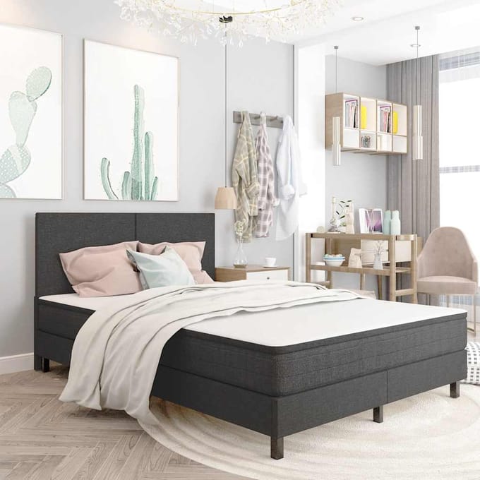 vidaXL - Boxspringframe - stof - grijs - 140x200 - cm