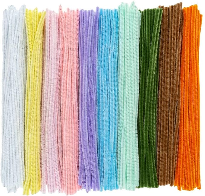 250 Gekleurde Pijpenragers Knutseldraad - Chenilledraad 10 Kleuren, 30 cm