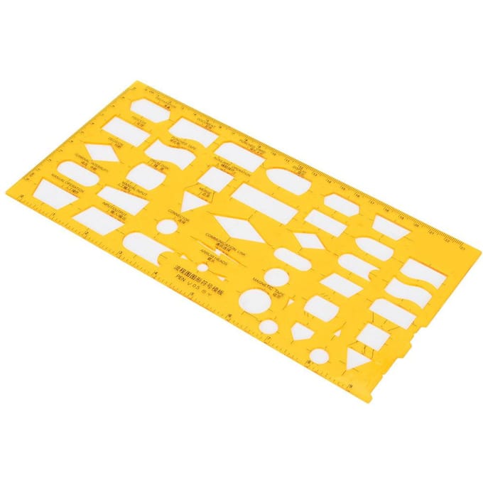 Modèle de dessin architectural multifonctionnel et durable, règle géométrique creuse (4351) yellow