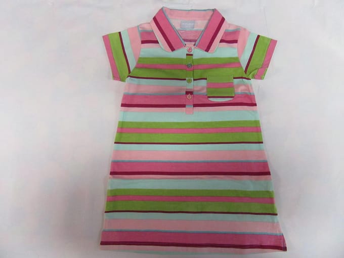 Wiplala - Slaapkleed - Nachthemd - Streep - Rose / groen -  5 jaar  110