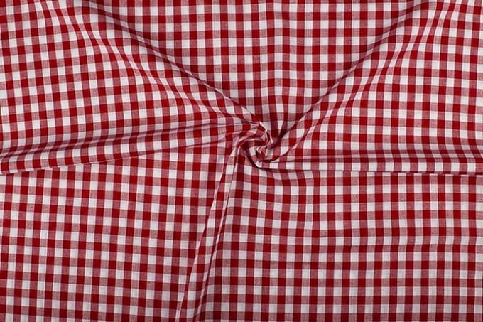 Boerenbont stof - 10mm geruite stof - Rood - 80 meter