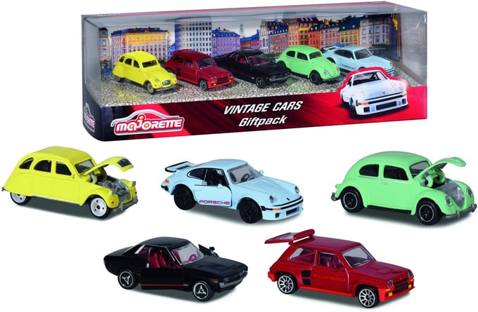 Majorette Vintage 5 stuks Giftpack - 7,5cm - Voertuigen - Die-Cast - Vanaf 3 jaar - Speelgoedvoertuig