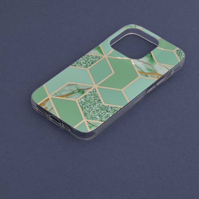 Techsuit Marble Back Cover voor Apple iPhone 14 Pro - Green Hex