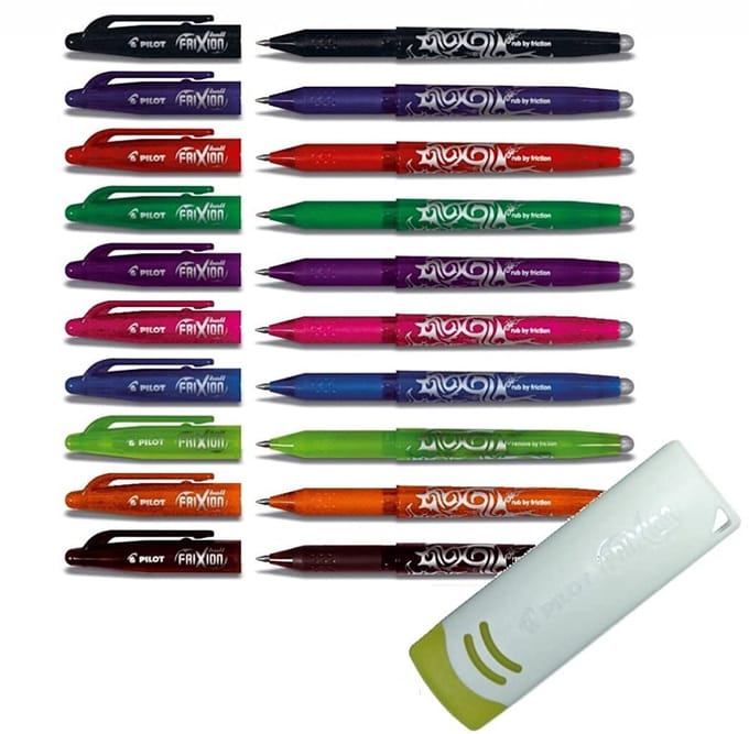 Uitwisbare rollerball pen set 10 kleuren met gumfunctie 0,7 mm