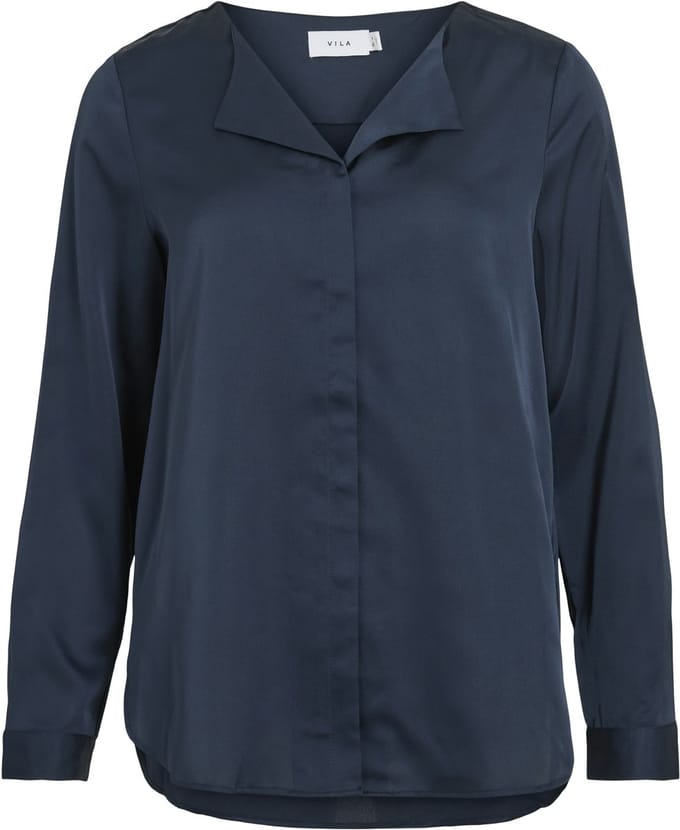 VILA - VIELLETTE V-NECK L/S SATIN SHIRT - NOOS - Dames - Blouses