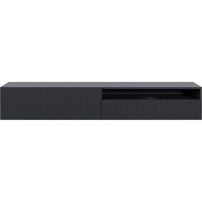 Selsey Veldio - RTV 175 cm met nis - Zwart met gefreesde fronten