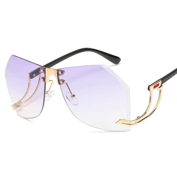 Nieuwe Irreguliere Randloze Zonnebril Dames Designer Legering Frame Oversized Verloop Zonnebril Mode Vrouwelijk Heldere Tinten