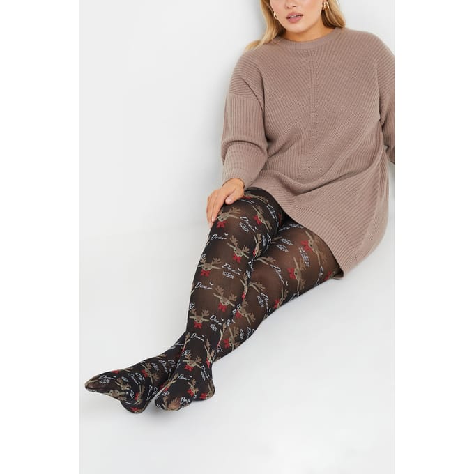 Yours Panty Met 'Oh Deer' Print In Zwart Size 44-48