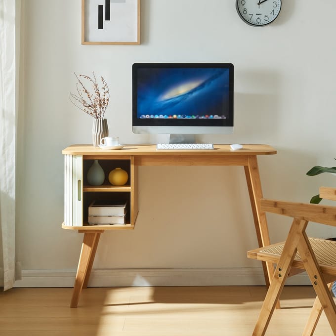 Bureau Tysvær 75x105x48 cm naturel en cremewit [en.casa]