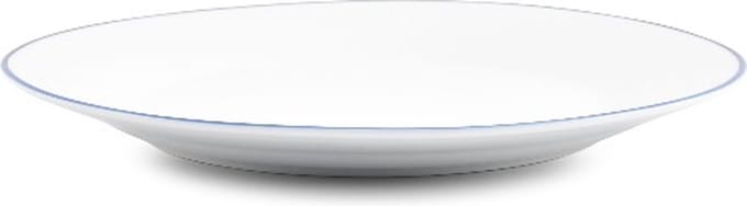 BonBistro Plat bord 24cm blue rim Basic White (Set van 6)