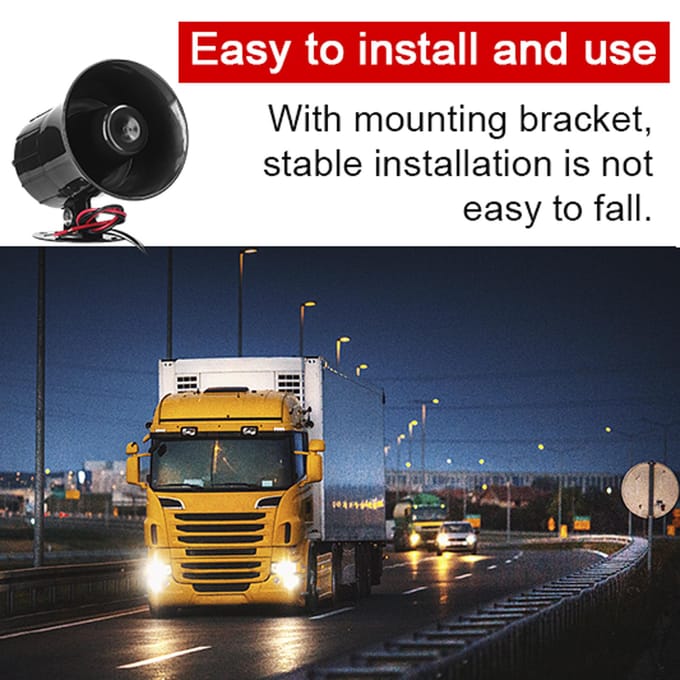 3-Tone Autohoorn 110dB Elektrische Hoorn Luidspreker Veiligheidswaarschuwing Alarm 12.0V met Controller voor Auto black