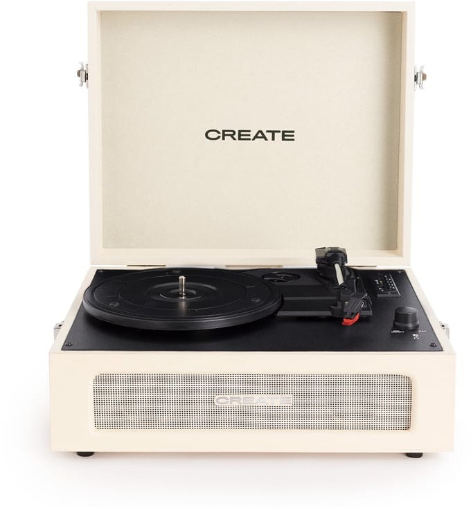 CREATE - Platenspeler Retro - Bluetooth, USB, SD, MicroSD en Mp3-recorder/speler - Wit - RECORD PLAYER RETRO