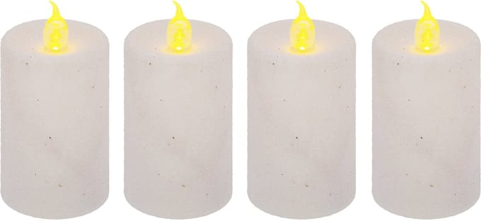 Feeric lights and christmas Kaarsen - 4x stuks - wit - LED - H7,5 cm - glans en glitterafwerking