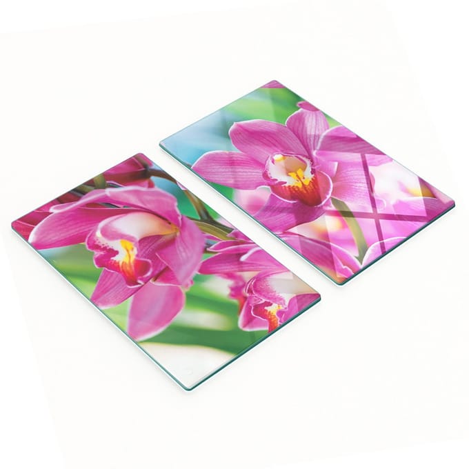 Keukenplanken van gehard glas met roze orchidee-afbeeldingen, 2x30x52 cm