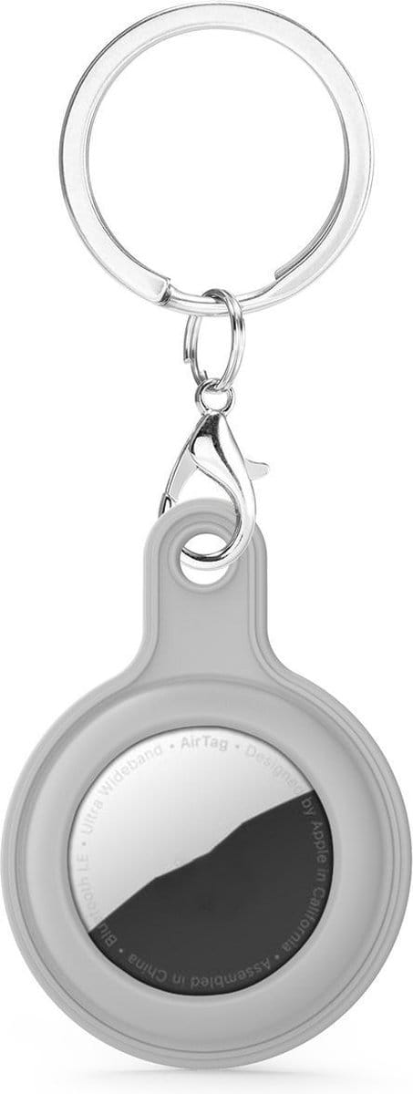 By Qubix - AirTag case gel series - sleutelhanger met ring - grijs