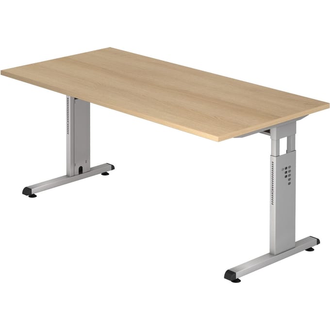 MEGA 16 S | Bureau - 160 x 80 Eiken/Zilver Tafelhoogte I In hoogte verstelbaar