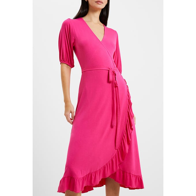 French Connection Wrap Frill M Hot Pink Taglia: 6 | Abiti Midi Outlet | Donna | Rosa