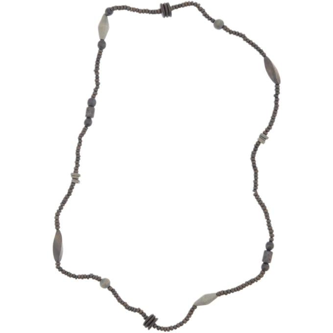 Behave – Ketting – Houten kralen – Bruin;Zwart;Grijs – 90 cm – Boho Chic