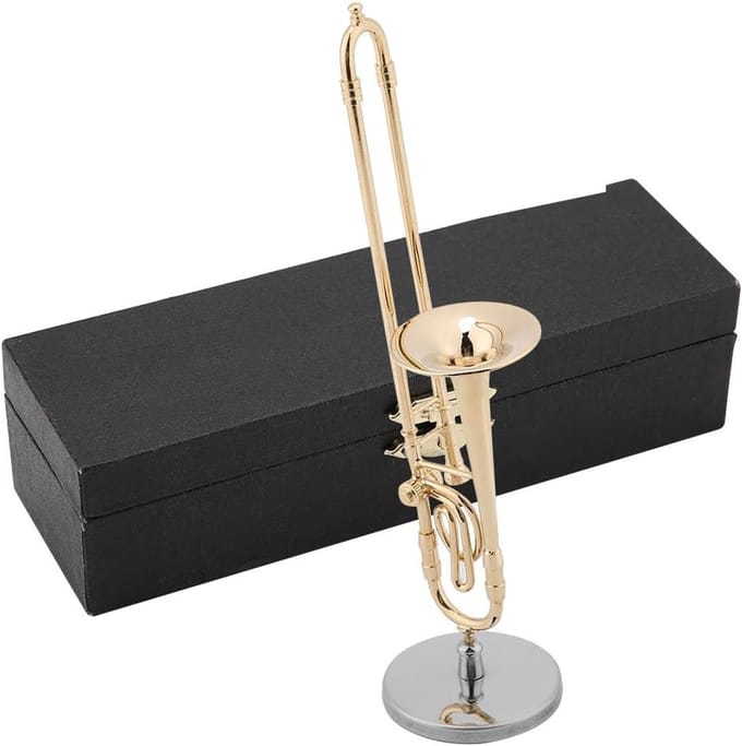 Muziekinstrument Model - Miniatuur Ornament - Decoratief Object - Met Geschenkdoos - 16 cm - Goud