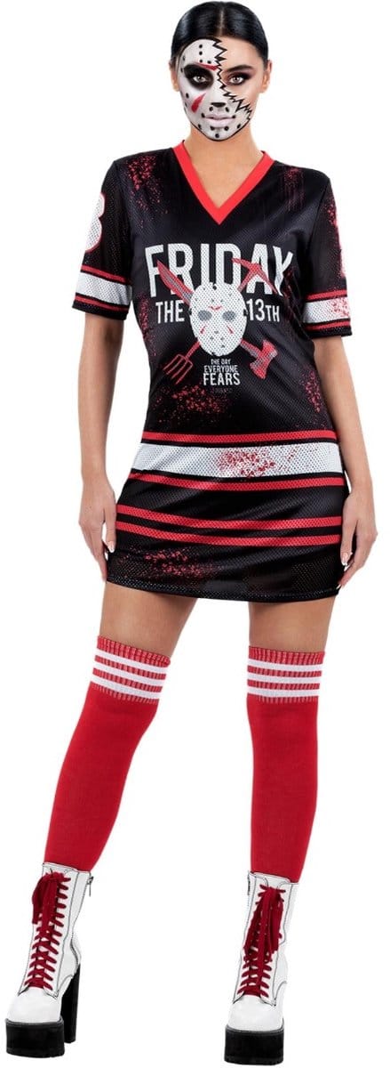 Smiffys - Friday The 13th Kostuum jurk - S - Rood/Groen