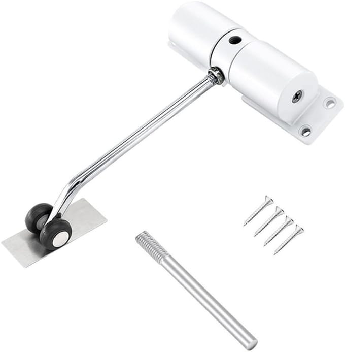 Dailygoods - Verstelbare Deursluiter - Automatische Veersluiting voor Diverse Deuren (Wit)