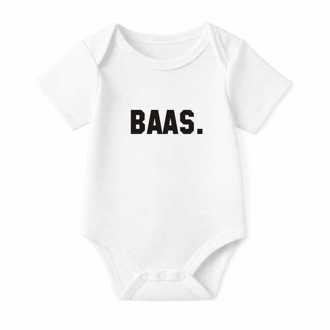 Romper Baas - wit - korte mouw