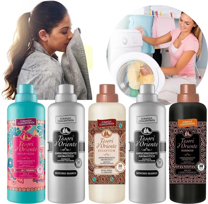 Tesori d'Oriente Set geconcentreerde weekmakers: Muschio Bianco, Ayurveda, Hammam, Byzantium 5x760 ml
