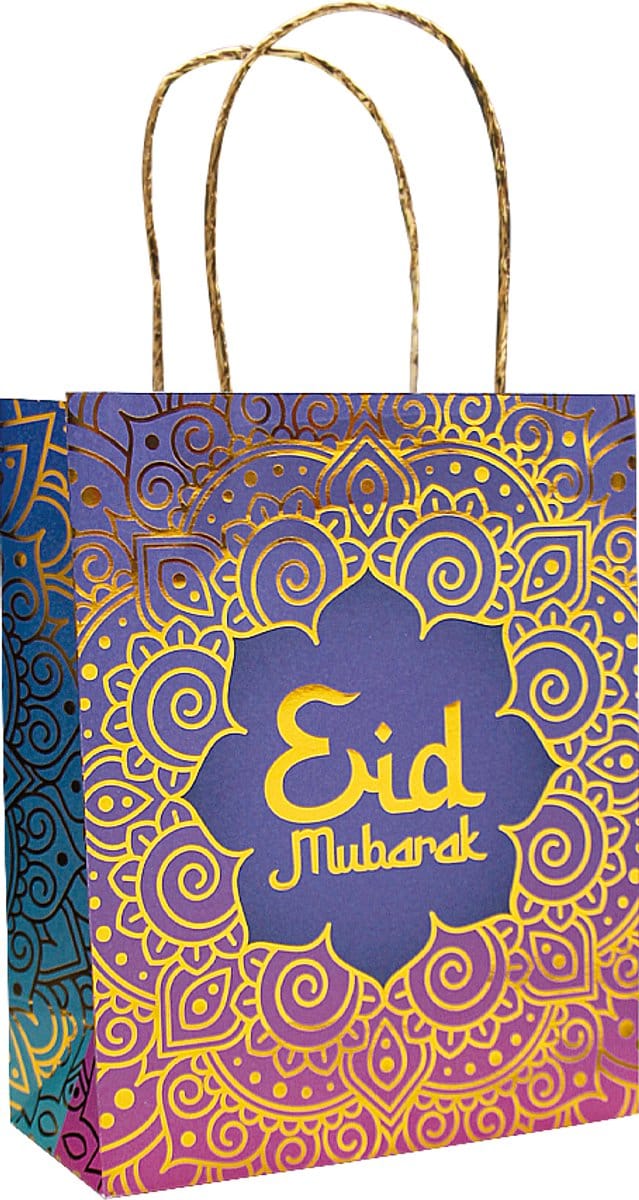 Eid Mubarak - Cadeautas - blauw-goud-paars