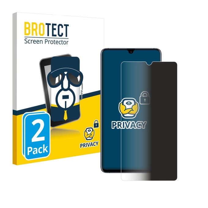 BROTECT - privacy screenprotector voor Huawei Mate 20 X (5G) - Folie Beschermfolie Blauwlichtfilter 2 Stuks