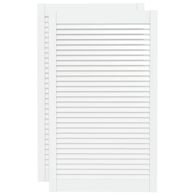 vidaXL - Kastdeuren - met - lamellen - 2 - st - 99,3x59,4 - cm - grenenhout - wit