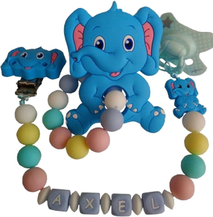 Siliconen Tutkoord & bijtring set - olifant
