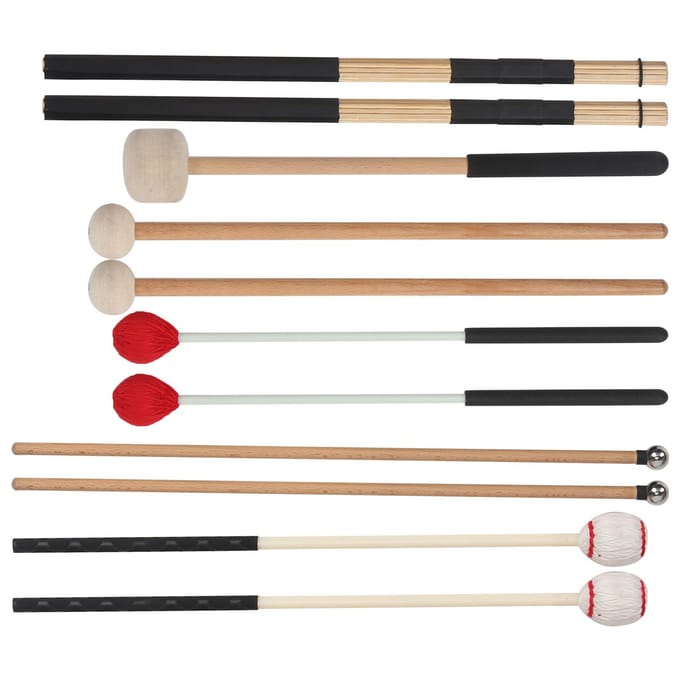 Ensemble de 11 baguettes de batterie Caisse claire Percussion Marteau d'accordage Accessoires d'entraînement d'instruments beige