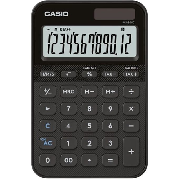Casio Casio MS-20YC, Desktop, Einfacher Taschenrechner, Batterie/Solar, Schwarz Bureaurekenmachine Zwart (l x b x h) 149.5 x 101 x 18 mm