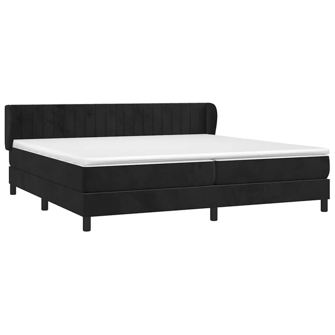 vidaXL - Boxspring - met - matras - fluweel - zwart - 200x200 - cm