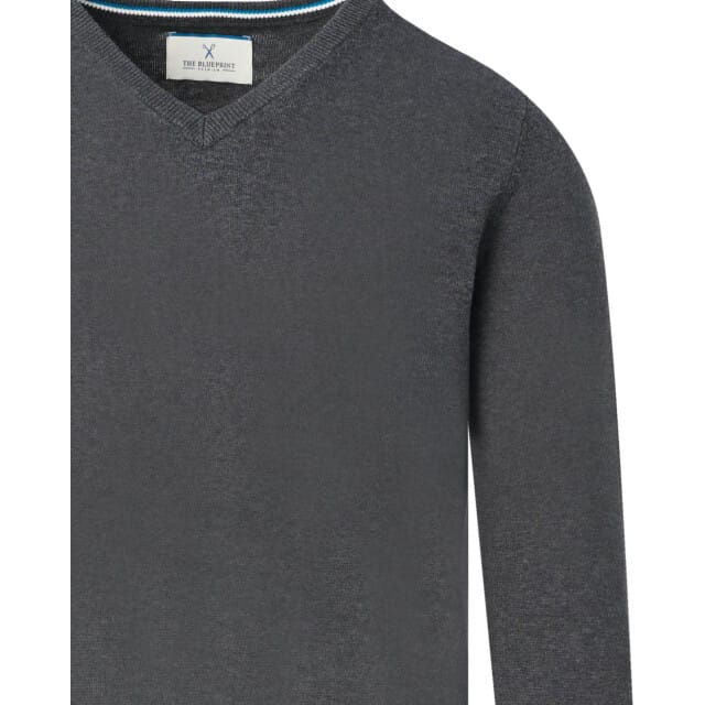 The BLUEPRINT Premium Trui V-hals Donkergrijs Heren