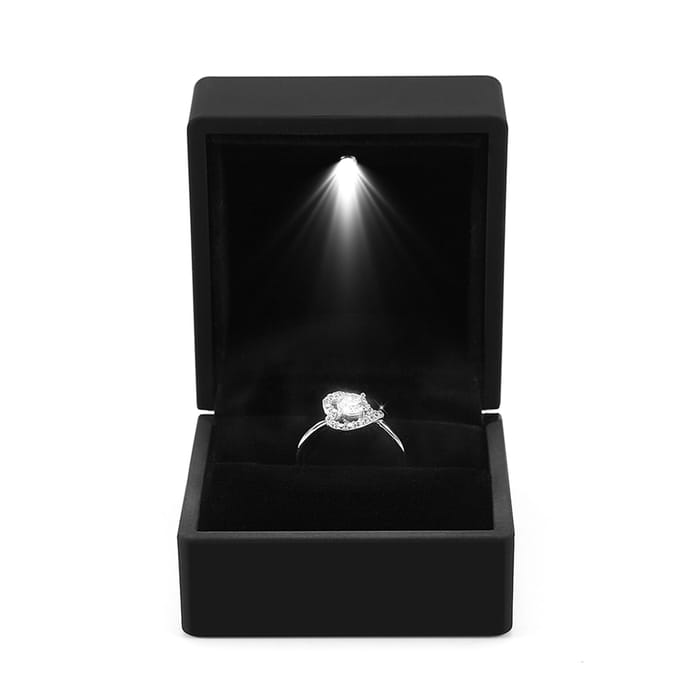 Modieus LED Verlichte Ring Opbergdoos Sieraden Display Case Cadeau Zwart zwart