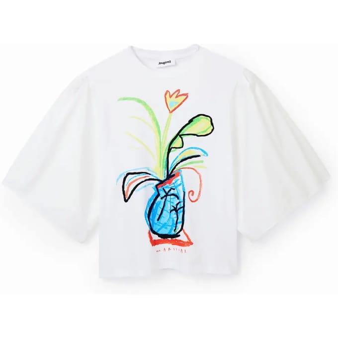 Dames-T-shirt met volumemouw in popeline Desigual