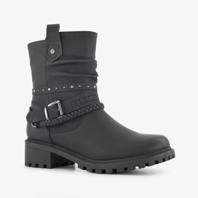 Blue Box dames boots met sierbandjes zwart - Maat 36