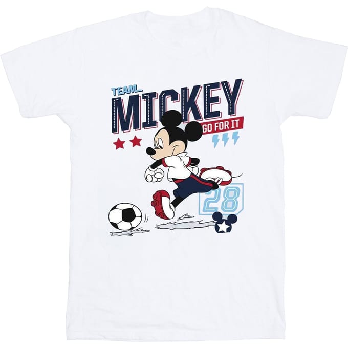Disney Jongens Mickey Mouse Team Mickey Voetbal T-shirt (Wit)