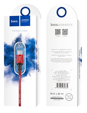 Hoco USB kabel naar USB-C rood - 1 m