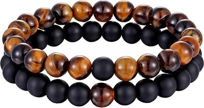 Fako Bijoux® Unisex armband - 17 cm - Zwart/Bruin