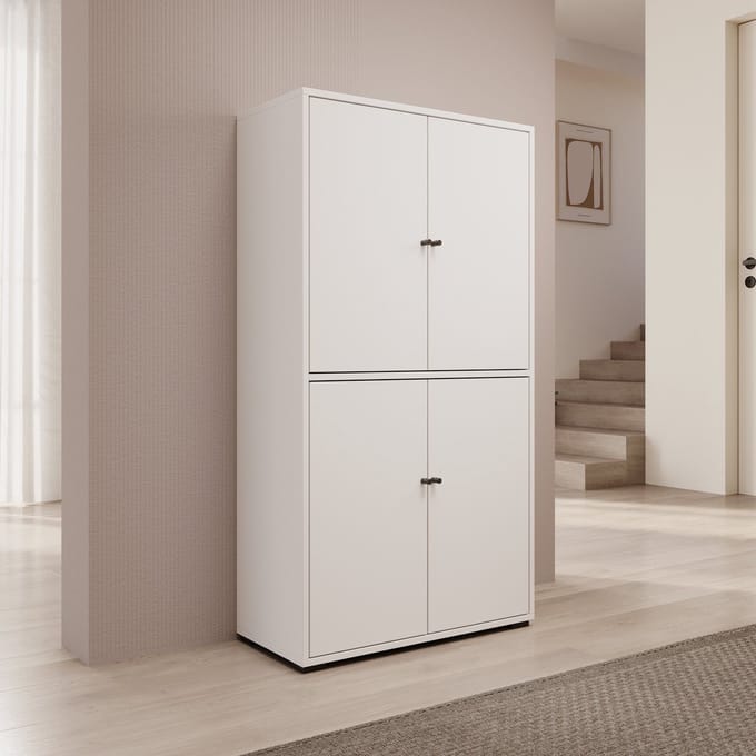 Meubella - Deacon - Schoenenkast - Wit - 70x33x131 cm