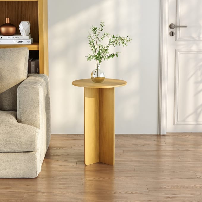 Bijzettafel Vappevn rond 60xØ40 cm eikenkleurig [en.casa]