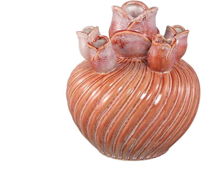 PTMD Mailia Peach Ceramic Round Tulip Vase With Swirl M
