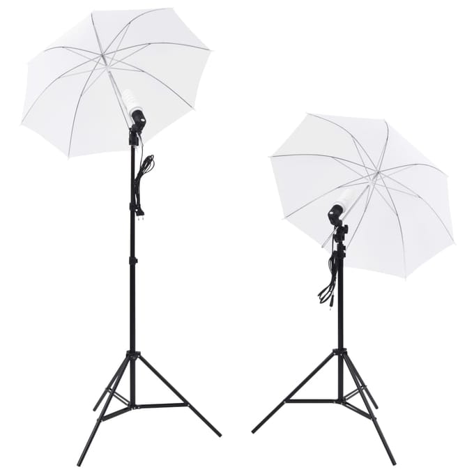 vidaXL - Fotostudioset - met - lampen, - paraplu's, - achtergrond - en - reflector